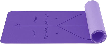 Non-Slip Pilates and Fitness Mat | Skin-Friendly TPE | 183 × 61 × 0.6 cm | With Alignment Lines