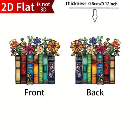 Acrylic Flower Book Pendant | 2D Flat Design | Library Decor | Reading Room Accessory