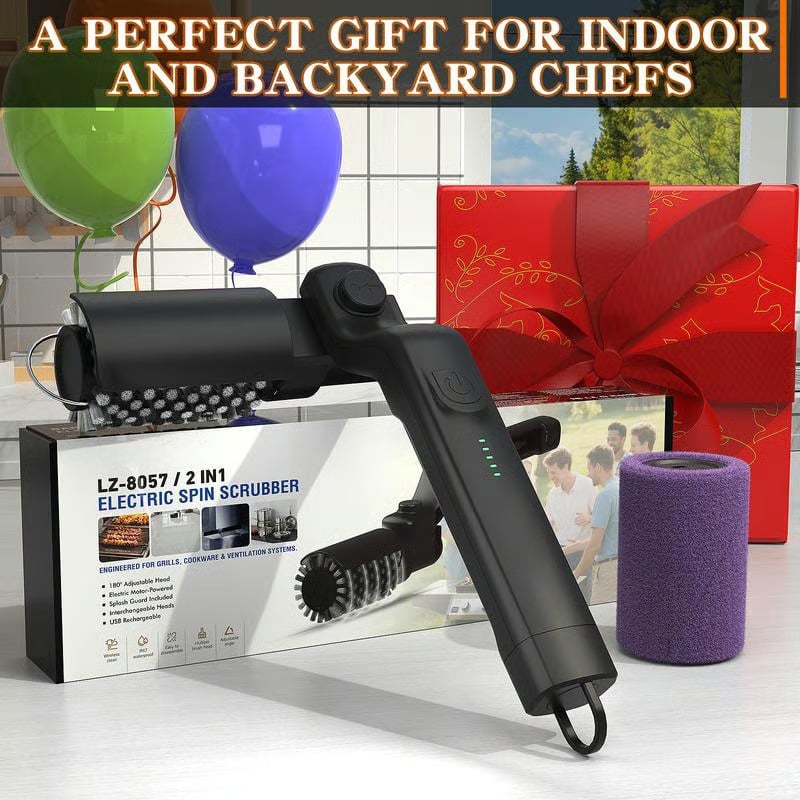 Rechargeable Electric Grill Cleaner with Rotating Brush Head