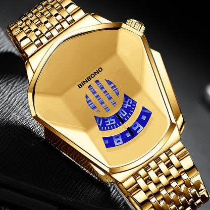 Men's Quartz Watch with Diamond Design