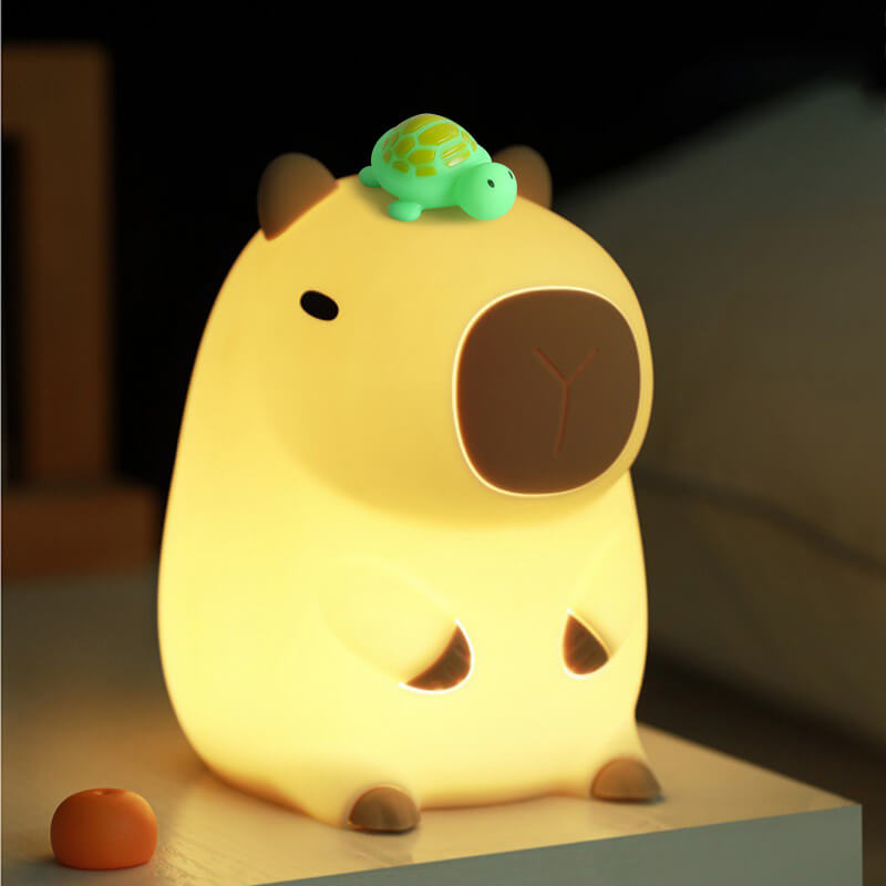 Charming LED Squishy Night Light with Turtle Design - USB Rechargeable
