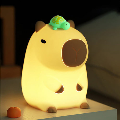 Charming LED Squishy Night Light with Turtle Design - USB Rechargeable