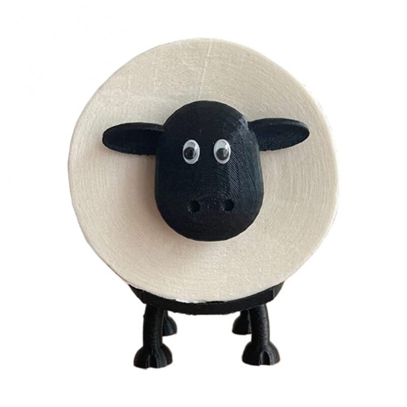 Sheep Design Toilet Paper Holder | Space-Saving & Sturdy | Black Resin