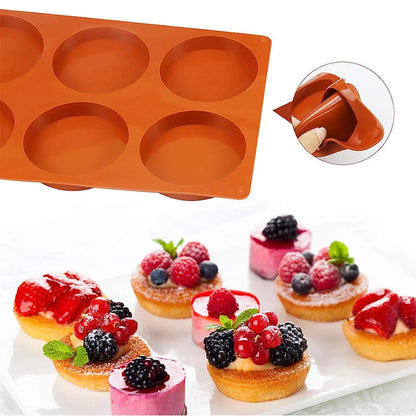 Flexible Silicone Baking Mold with 6 Cavities | Non-Stick | Round Shape