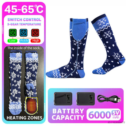 Heated Socks with Rechargeable 6000 mAh Battery | Up to 10 Hours Warmth | Unisex Thermal Socks for Outdoor, Skiing & Winter Use