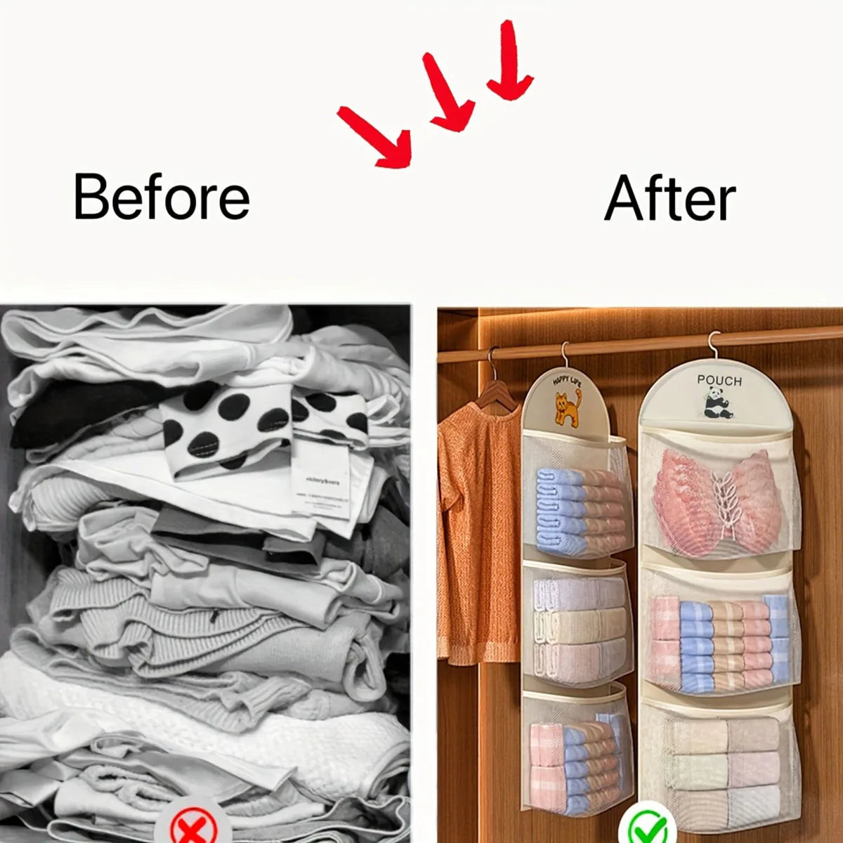 Hanging Closet Organizer with 3-Tier Mesh Storage – Breathable Solution