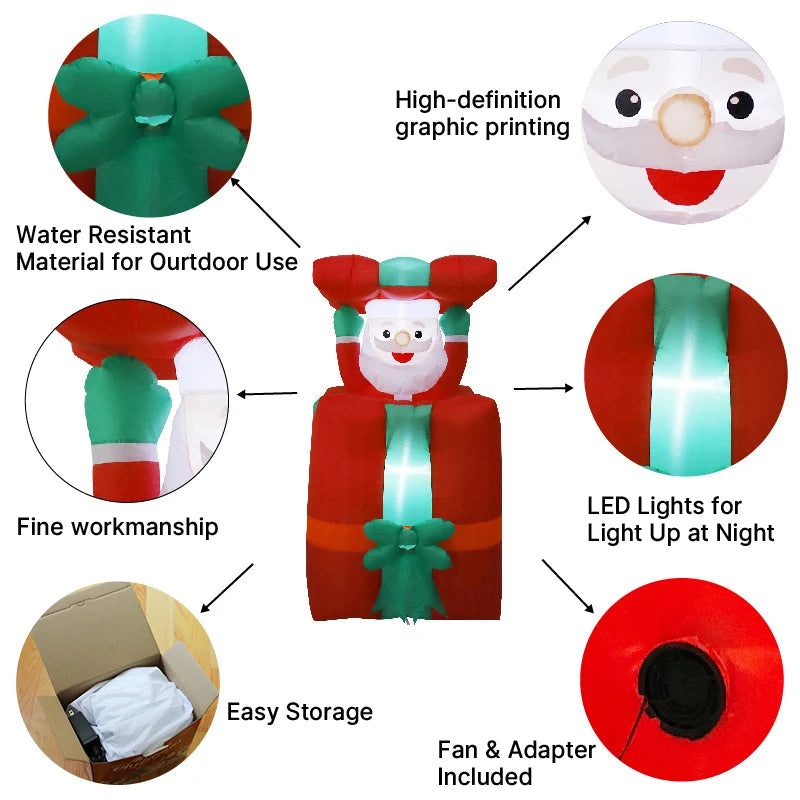 Inflatable Christmas Figure - 1.5m Tall with Gift Box & Motion Feature, Outdoor Lighting with EU Plug