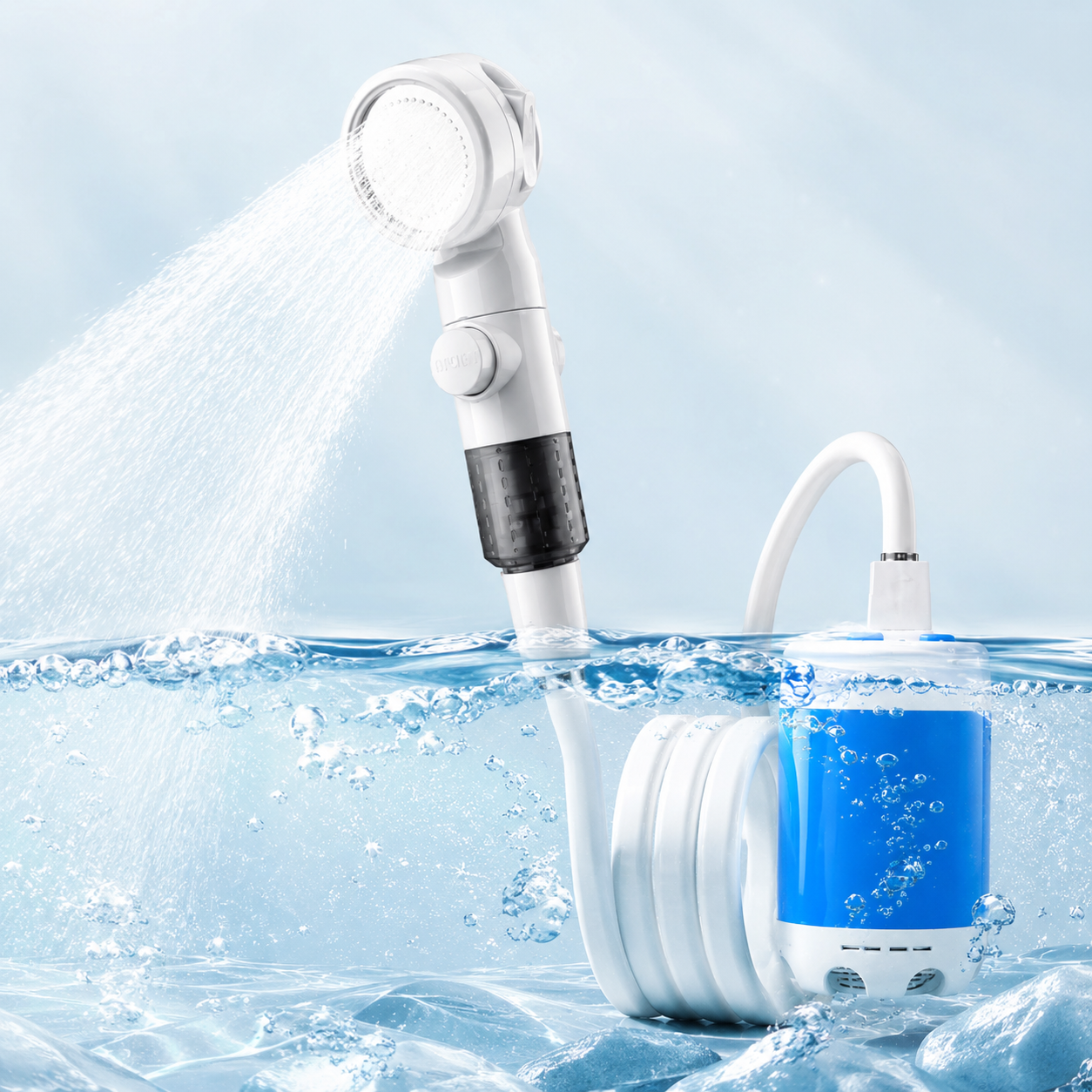 Portable Shower Pump Kit with USB Rechargeable Power for Outdoors