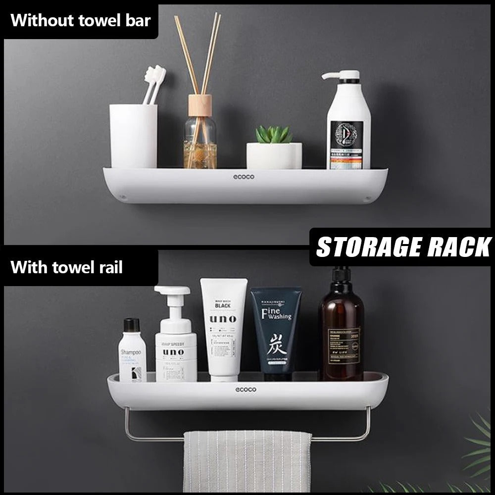 Wall-Mounted Shower Organizer with Towel Holder and Drainage – No Drilling Required