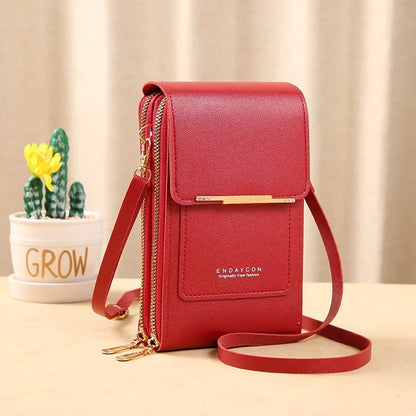 Smart Crossbody Wallet with Touchscreen Pocket and Security Features