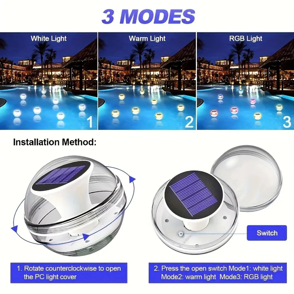 Floating Solar LED Light Ball | RGB Color Changing | Waterproof IP65 | 10 cm
