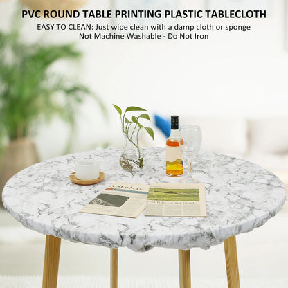 Round Table Cover | Waterproof PVC & Oil Resistant | Elastic Edge | 102–112 / 114–140 cm