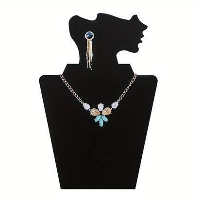 Fabric Jewelry Display Stand - Elegant Bust for Necklaces and Earrings - Black