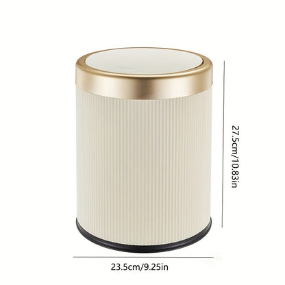 Oval Waste Bin with Gold Lid - Press Top Bathroom Trash Can