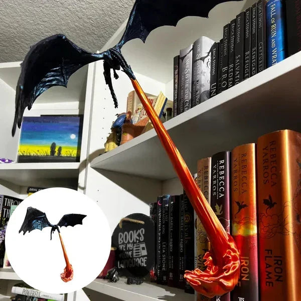 Mystic Dragon Fire Shelf Art – Enchanting Book Decor