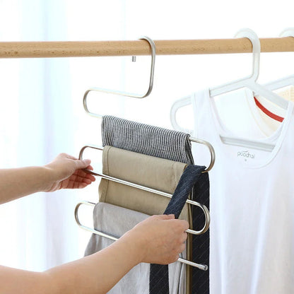 Clothes Hanger with 5 Layers in Stainless Steel