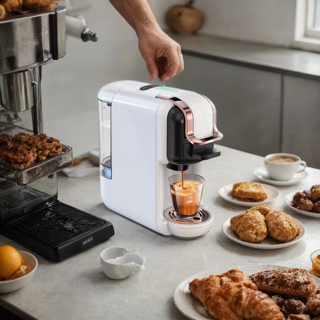 Versatile 5-in-1 Coffee Maker – Works with Nespresso, K-Cup, Dolce Gusto, ESE Pods, and Ground Coffee, 20-Bar Hot/Cold