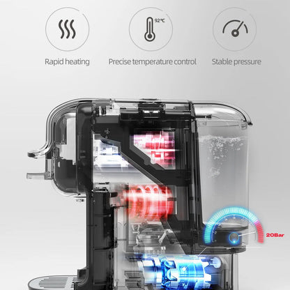 Versatile 5-in-1 Coffee Maker – Works with Nespresso, K-Cup, Dolce Gusto, ESE Pods, and Ground Coffee, 20-Bar Hot/Cold