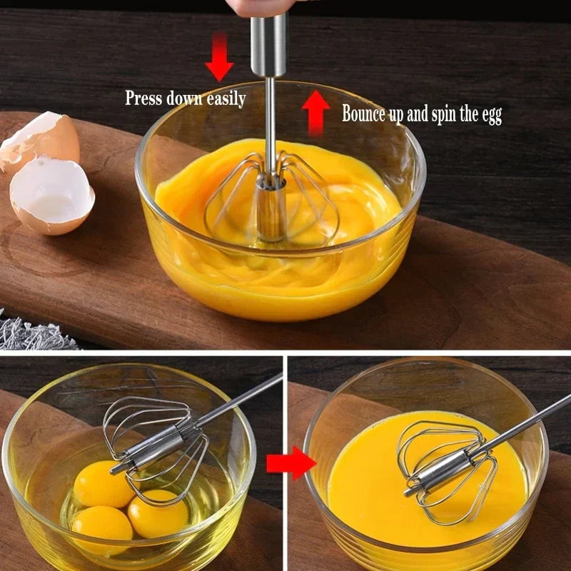 Semi-Automatic Twist Egg Whisk for Easy Mixing