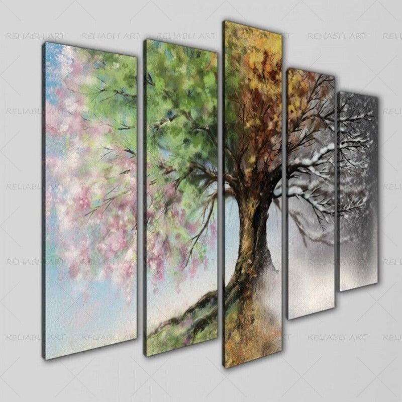 5-Piece Modular Holiday Tree Wall Art for Cheerful Decor