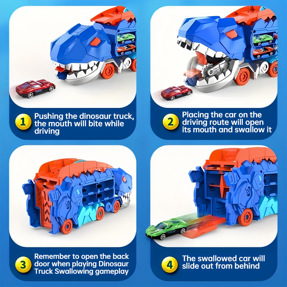 Dino Express Truck with Foldable Slide for Playtime Fun