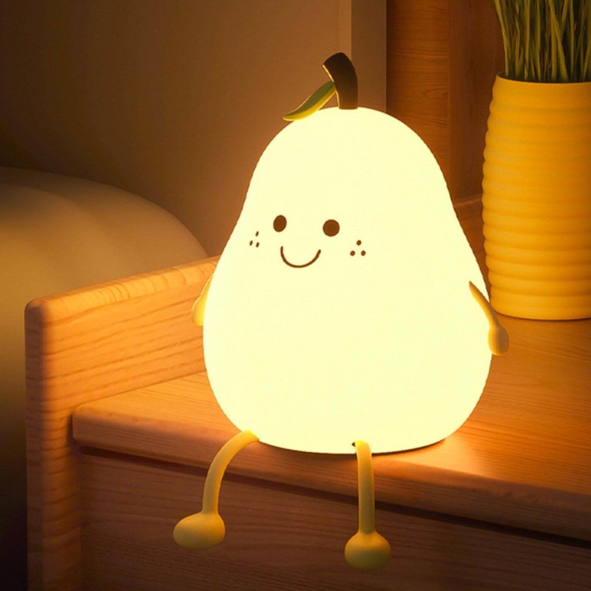 Pear-Shaped Night Light – Soft Silicone, USB Rechargeable, 3 Brightness Levels & Timer, Soothing Illumination for Kids & Babies