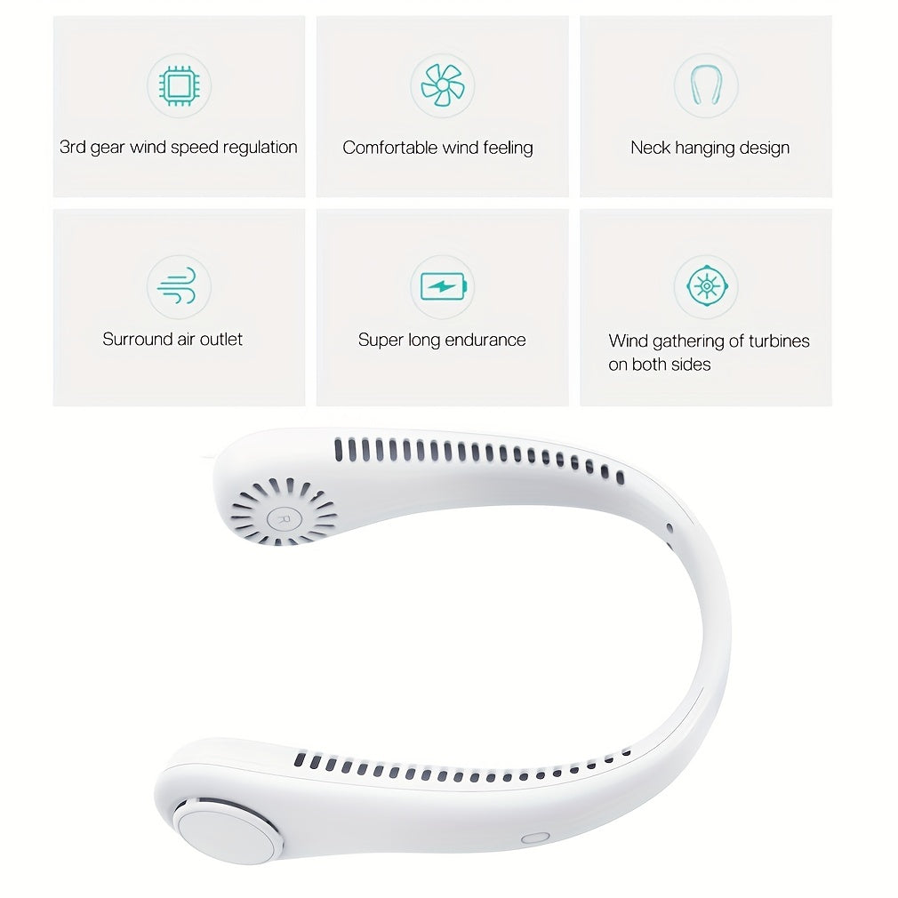 Rechargeable Mini Bladeless Neck Fan - Wireless Portable Personal Cooler