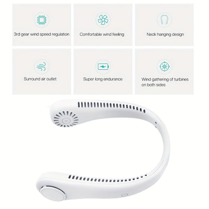 Rechargeable Mini Bladeless Neck Fan - Wireless Portable Personal Cooler
