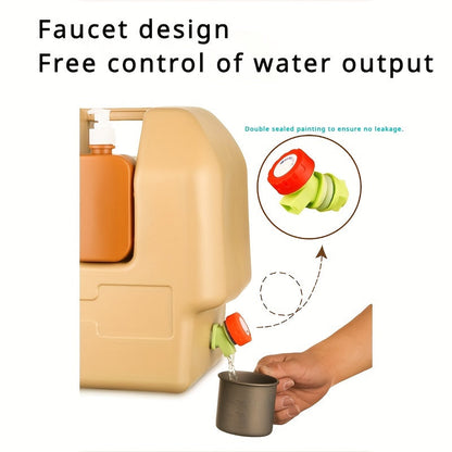 Portable Water Canister with Tap – Hygienic and Includes Soap Holder for Camping and Travel