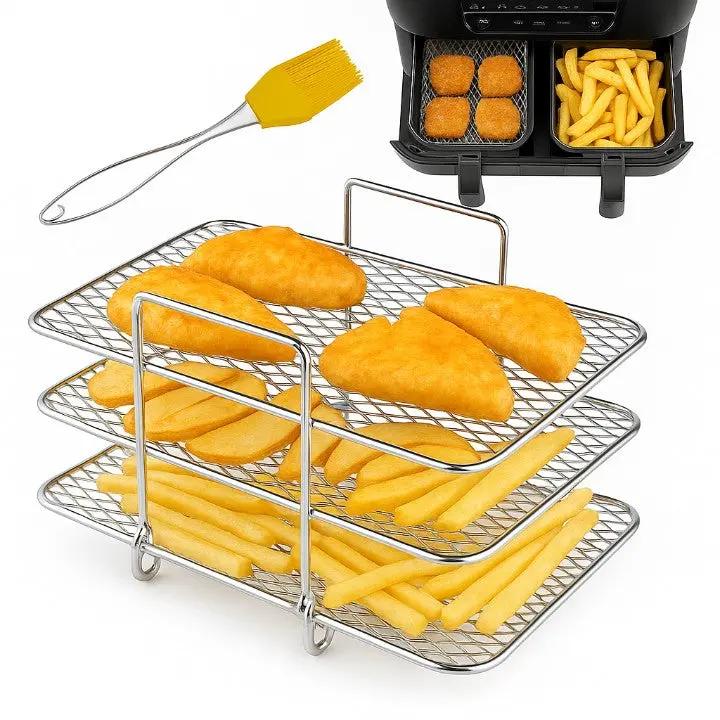 Three-Tier Rack for Faster, Crisp Layered Cooking