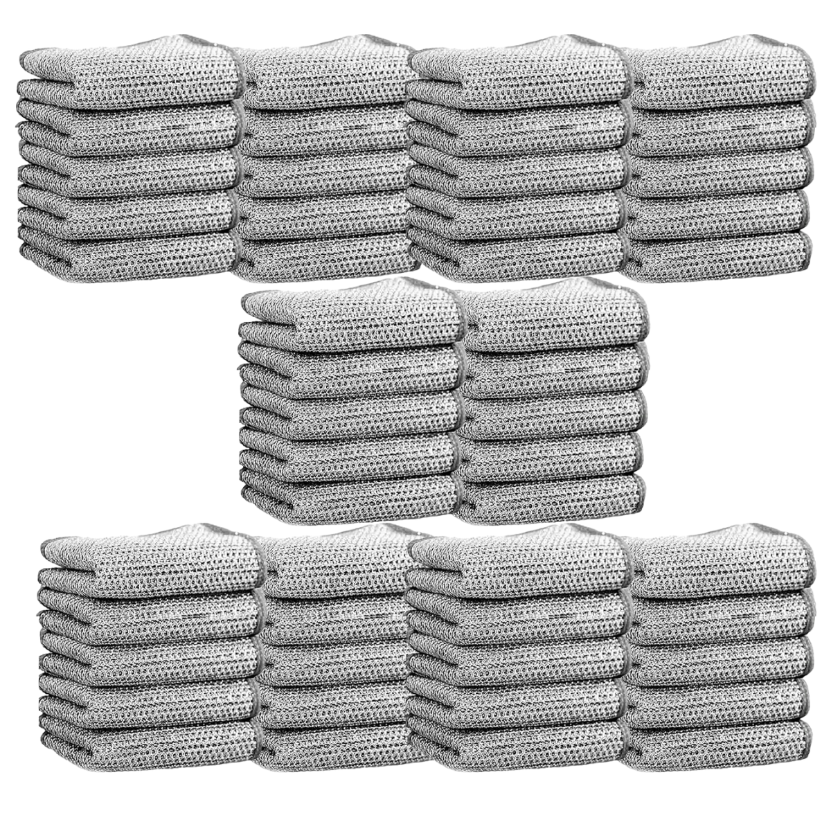 Double-Layer Silver Fiber Dishcloths - Steel Wire Cleaning Cloths for Kitchen