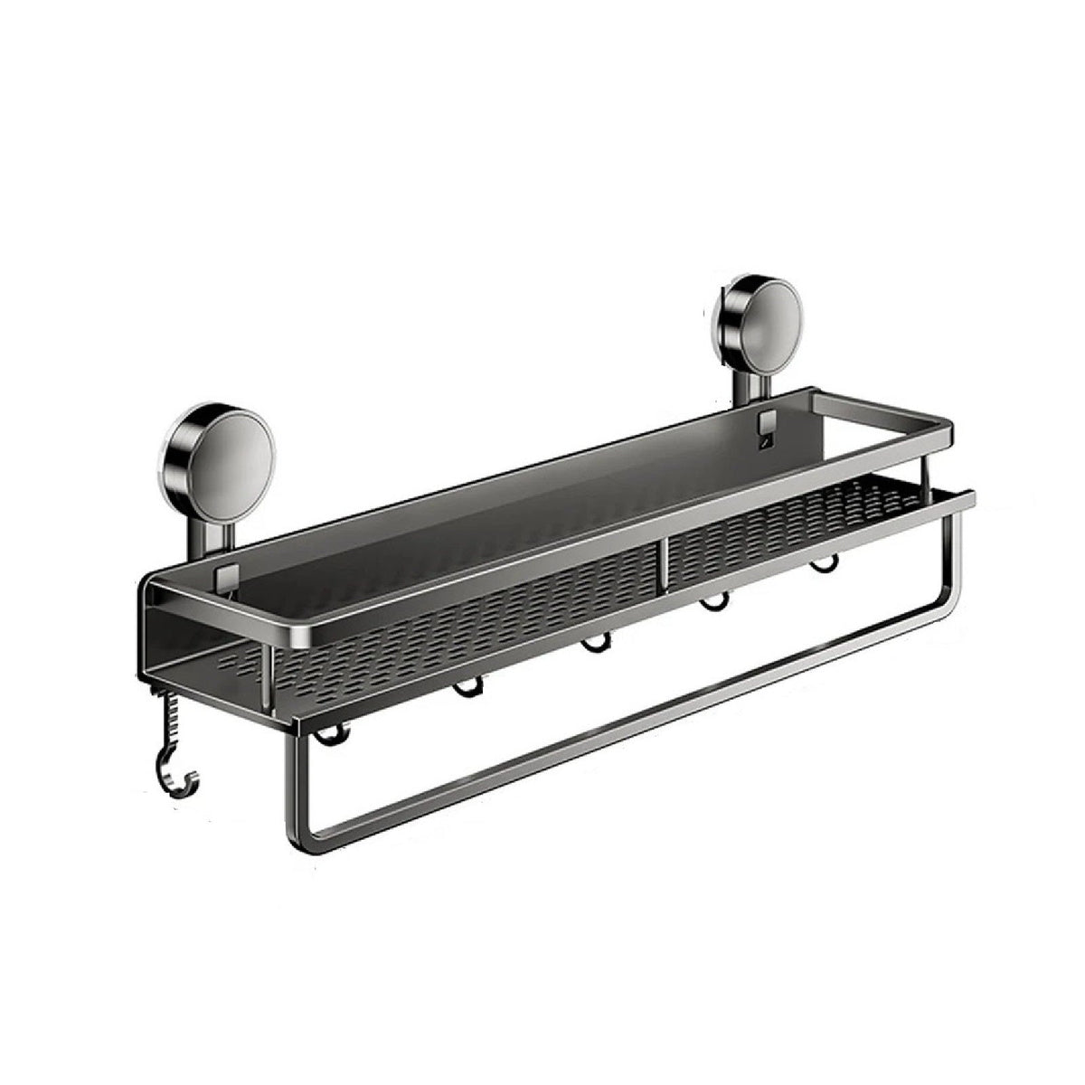 Bathroom Organizer - No Drill Hanging Rack with Suction Cup Shelf
