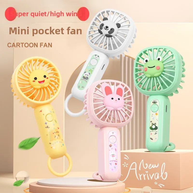 Portable Mini Fan – Rechargeable USB, Quiet Cartoon Design, Great Gift