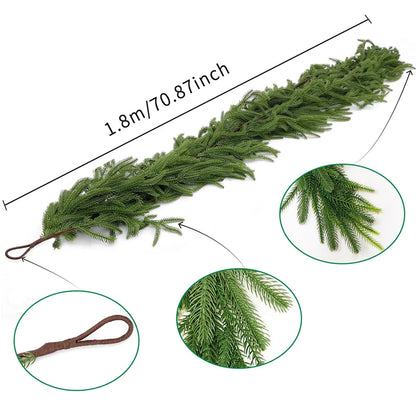 180 cm Artificial Norfolk Pine Christmas Garland | Realistic Holiday Decoration for Fireplace and Table