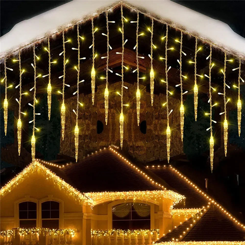 LED Icicle String Lights | 8 Modes | Winter Light Curtain | Christmas & New Year Decor 2025 | EU Plug