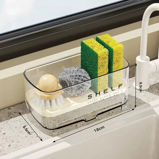 Sink Organizer with Drain Tray | Sponge and Dish Towel Holder