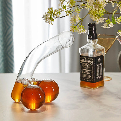 Unique Whiskey and Wine Decanter with a Humorous Design