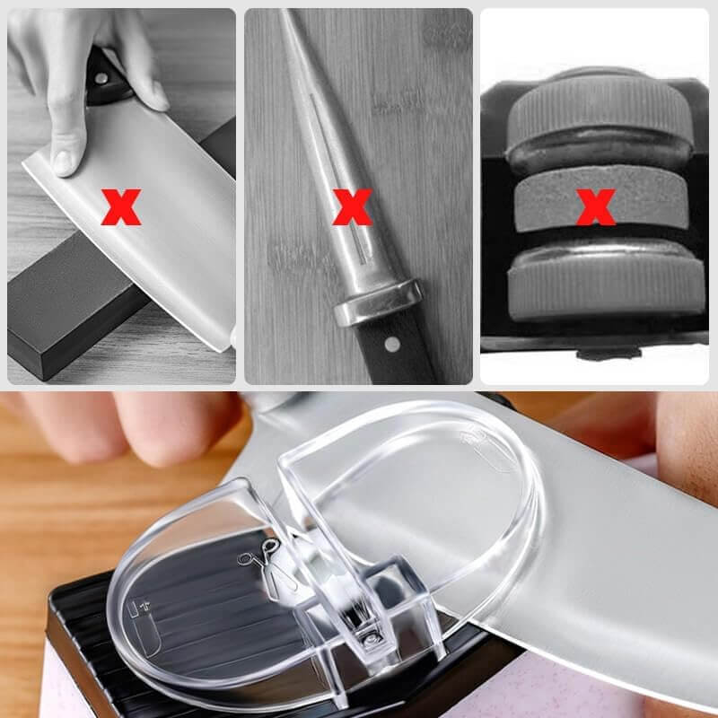 Electric Knife Sharpener with 3 Settings | Includes 5 Free Grinding Discs & USB Charging | Compact, Safe & Professional