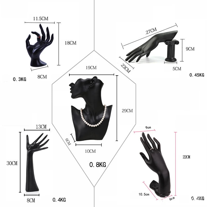 Jewelry Display Stand - Decorative Hand and Bust Holder for Rings, Watches, Bracelets & Necklaces - Artistic Decoration