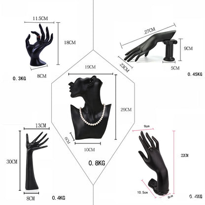 Jewelry Display Stand - Decorative Hand and Bust Holder for Rings, Watches, Bracelets & Necklaces - Artistic Decoration