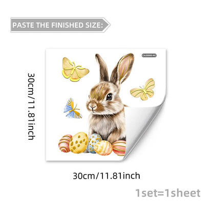 Easter Window Stickers with Vibrant Rabbits & Eggs | Spring Decor