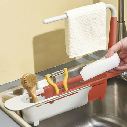 Adjustable Sink Organizer with Towel Rack | Space-Saving Design