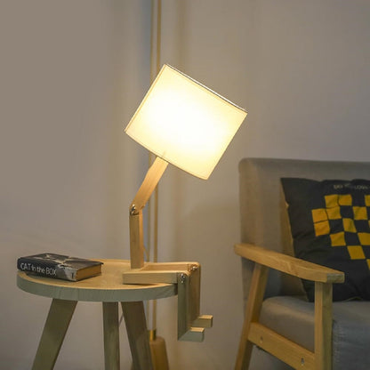 Wooden Table Lamp in Robot Design