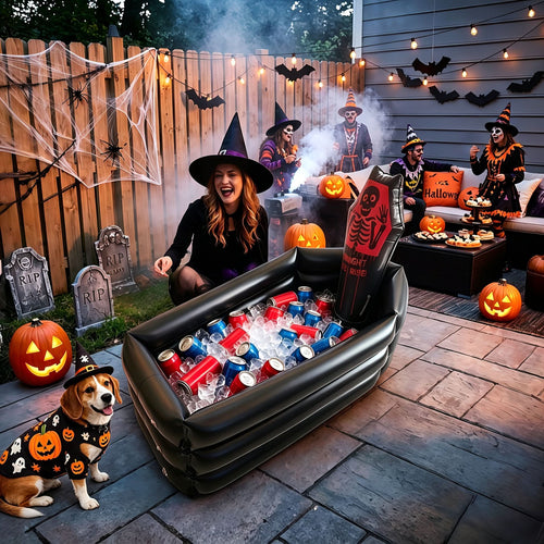 Inflatable Party Cooler Shaped Like a Halloween Tombstone