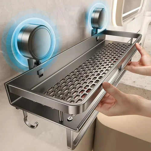 Effortless Suction Shower Organizer | No Drilling Needed | Splash Guard