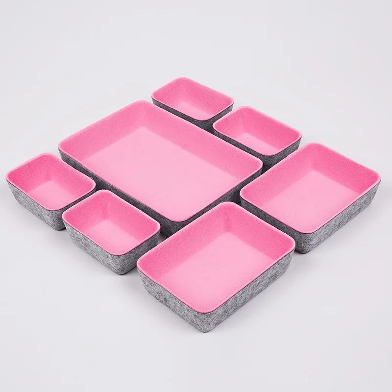 Felt Storage Boxes Set of 7 | Versatile Organizer for Office & Desk