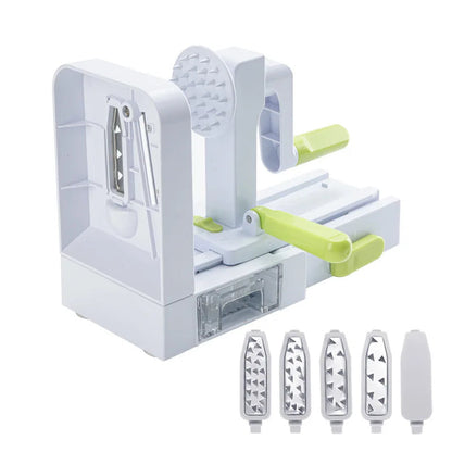 5-in-1 Vegetable Slicer with Stainless Steel Blades – Rotatable, Foldable Design
