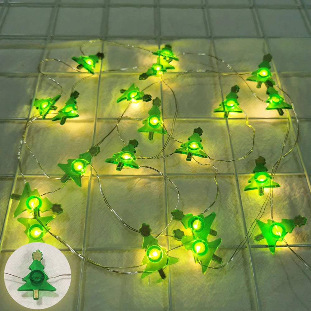 LED String Lights for Christmas Decoration with Santa & Snowman - Warm White Light for Tree, Window & Home