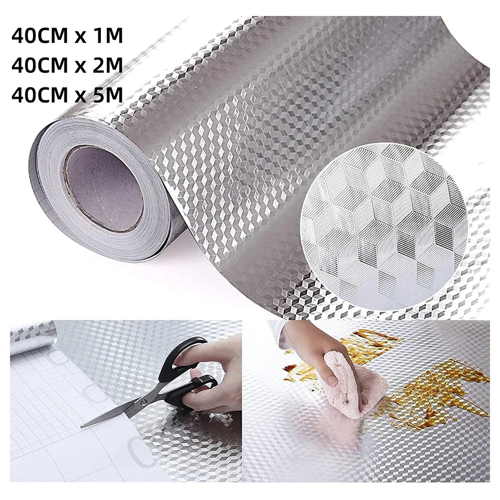 Self-Adhesive Kitchen Splash Guard Film | Heat-Resistant Aluminum 40 cm
