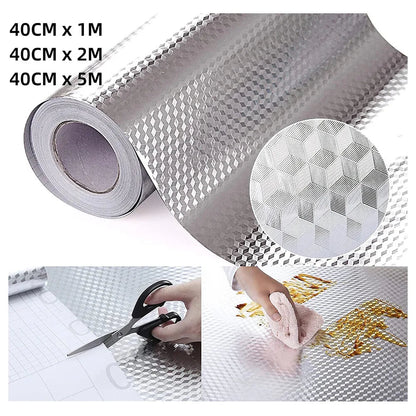 Self-Adhesive Kitchen Splash Guard Film | Heat-Resistant Aluminum 40 cm